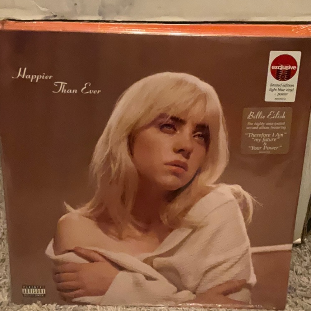 Billie Eilish - Happier Than Ever Limited Edition, Light Blue Vinyl Poster NEW
